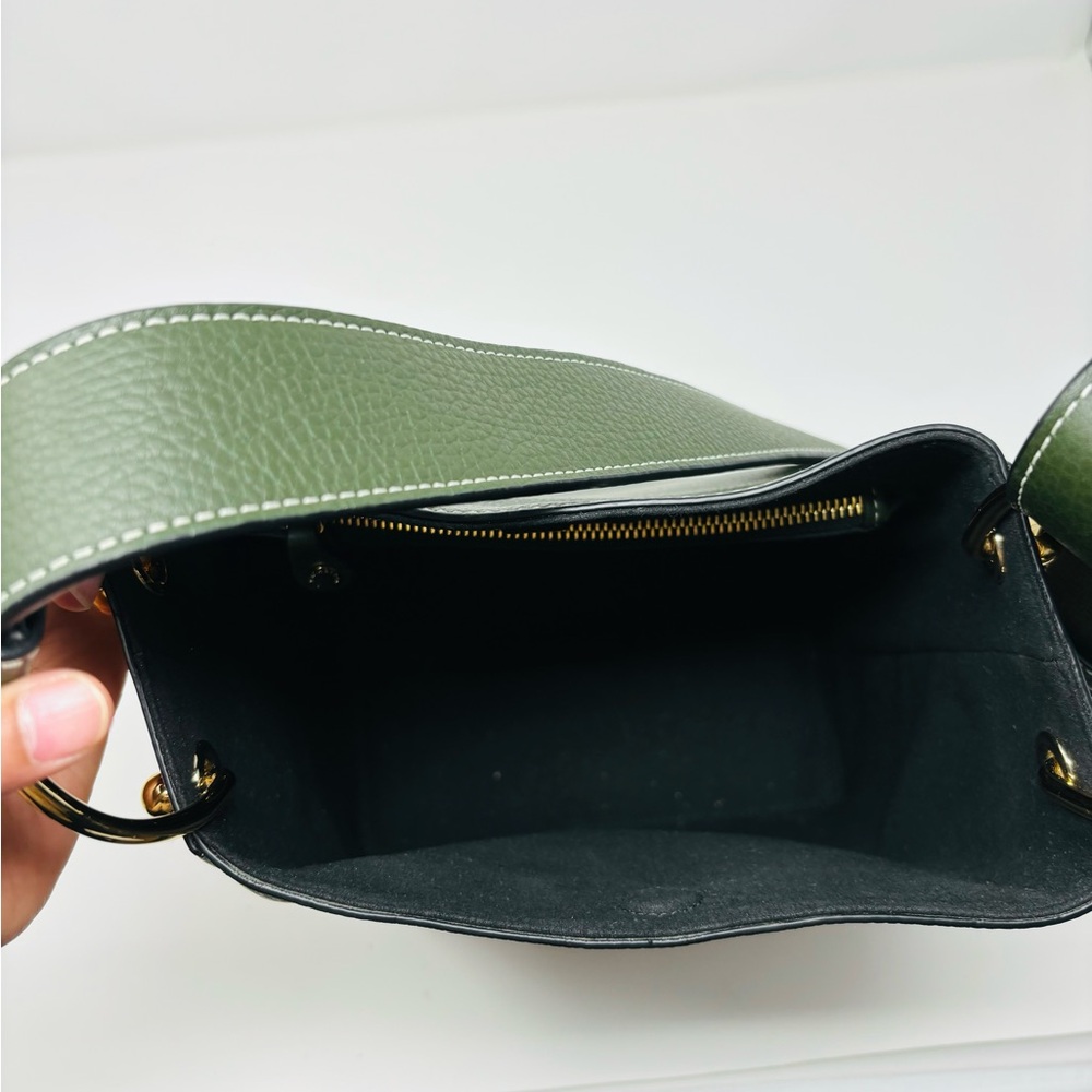 SOLD - Strathberry Lana Midi Bucket Bag - Tan/bottle green - Picture 4 of 16